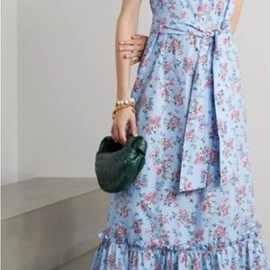 Chic Floral Blue Maxi Dress